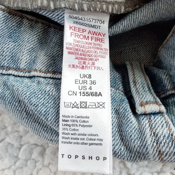 TOPSHOP High Rise Mom Jean Cut Off Denim Shorts Size Petite 4 - Picture 5 of 6